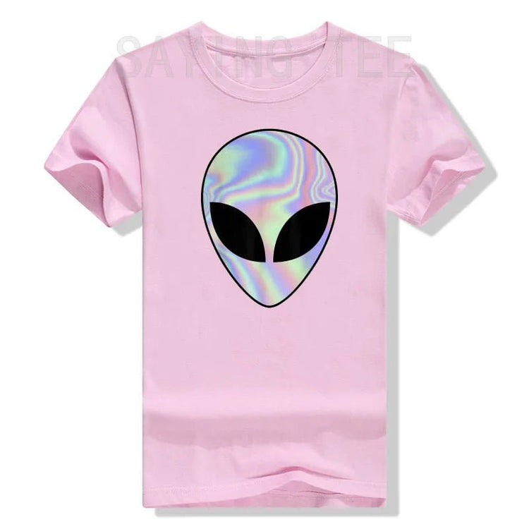 Alien Head T-Shirt Colorful Alien-Ufo Rave Tee Y2k Top I Want To Believe Graphic Outfits Funny Believers In Life on Mars Clothes - Y Files