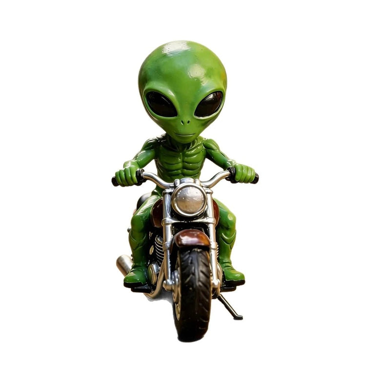 Alien Riding Motorcycle Statue UFO Theme Resin Sculpture Home Living Room Office Desktop Decoration Creative Gifts - Y Files