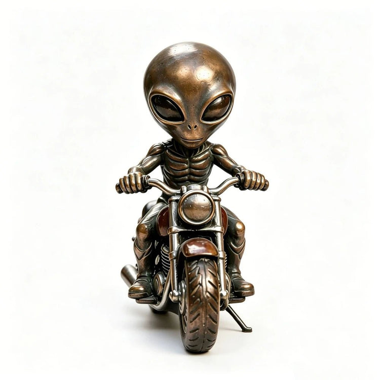 Alien Riding Motorcycle Statue UFO Theme Resin Sculpture Home Living Room Office Desktop Decoration Creative Gifts - Y Files