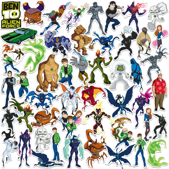 Ben 10 Alien Force Characters 50ct Vinyl Large Deluxe Stickers Variety Pack - Laptop Water Bottle Scrapbooking Tablet Skateboard Indoor/Outdoor - Y Files