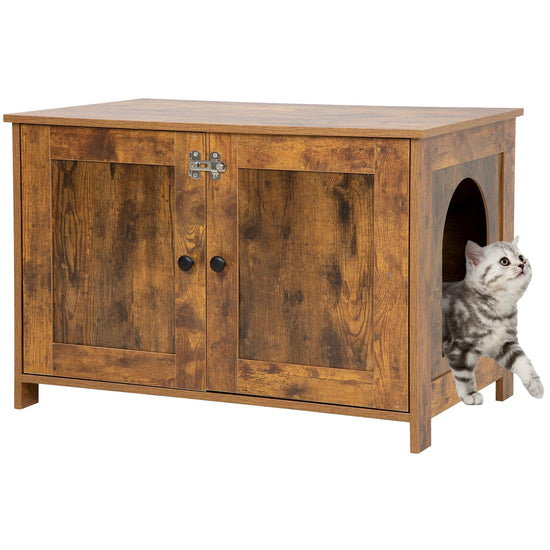 BestPet Cat Litter Box Enclosure Furniture HiddenWooden Cat Washroom Furniture Storage Cabinet Pet Crate House End Table with Removable DividerLarge EnoughFit Most Cats and Litter Box - Y Files