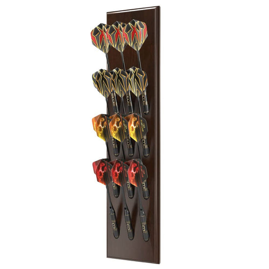CCExquisite Dart Holder | Wall Mounted Dart Caddy | Black Solid Wood Dart Storage Rack | Displays 12 SteelSoft Tip Darts | Precision Drilled Holes | Compatible with All Sisal & Electronic - Y Files