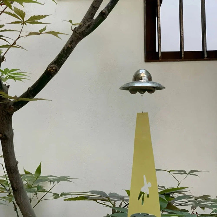Creative Spaceship Design Wind Chime Pendant Japanese Style UFO Hanging Craft Courtyard Home Decor Gift for Alien Enthusiasts - Y Files
