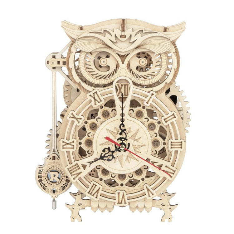 DIY Wooden Mechanical Owl Clock Model for Home Decor - Y Files