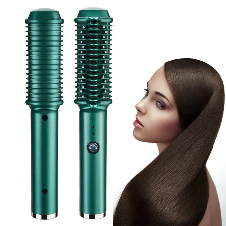 Dual-Purpose Electric Hair Comb for Curling & Straightening - Y Files