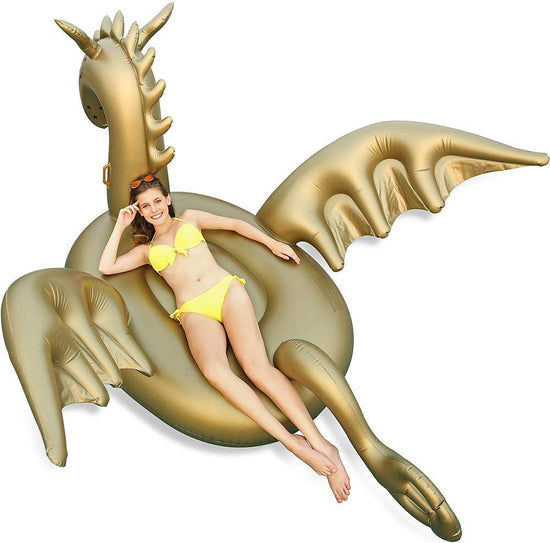Giant Inflatable 103" Golden Dragon Pool Float - Luxy Float - Y Files