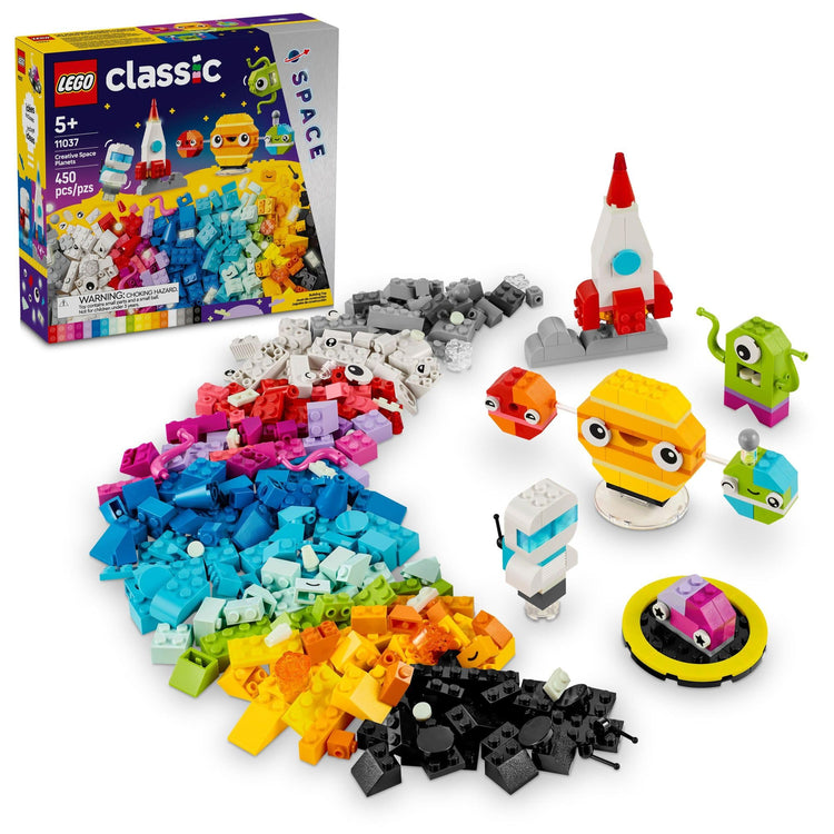 LEGO Classic Creative Space Planets Building Toy Set - Space Toy for Kids Boys & Girls Ages 5+ - Includes Alien Rocket Ship & Glow in The Dark Bricks - Gift for Christmas - 11037 - Y Files