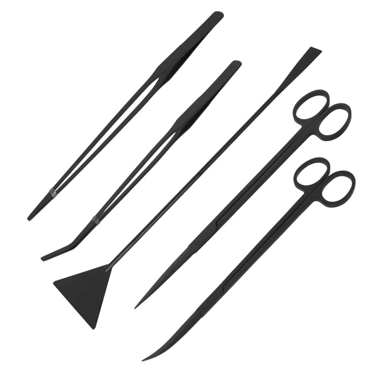 Mandala Crafts Black Stainless Steel Aquascape Tools Kit - Aquascaping Tools Aquarium Tweezers Tongs Aquarium Scissors for Aquarium Plants Fish Tank - Terrarium Tools - Y Files