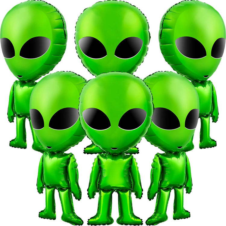 Meooeck 6 Pcs Large Alien Balloons Alien Trunk or Treat Car Decoration Green Inflatable Alien Space Alien Birthday Party Supplies for Alien Party Halloween Party Backdrop Home Decorations 31.5 Inch - Y Files
