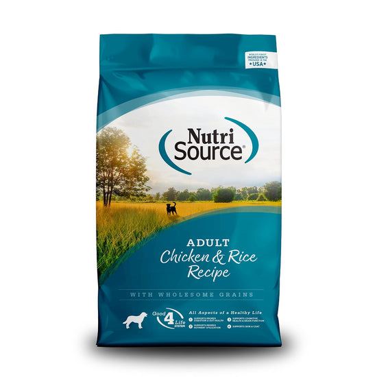 NutriSource Adult Dog Food Made with Chicken and Rice with Wholesome Grains 15LB Dry Dog Food - Y Files