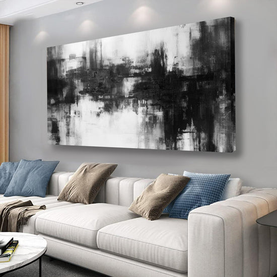 VHMING Black Abstract Wall Art Decor Black and White Painting Pop Culture Wall art Rock Room Decor Art Canvas Wall Decoration Artwork for Bedroom Home Office Dining Room Decoration 24"x48" - Y Files