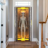 2D flat 1 alien polyester door banner - UFO door arch, suitable for Halloween and sci-fi parties - Y Files