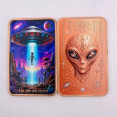 5 OZ .999 Fine Copper Outer Space Extraterrestrial Alien UFO Commemorative Bar & Coin Flying Saucer Sci-Fi Art Collectible Gift - Y Files