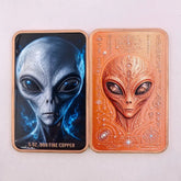 5 OZ .999 Fine Copper Outer Space Extraterrestrial Alien UFO Commemorative Bar & Coin Flying Saucer Sci-Fi Art Collectible Gift - Y Files