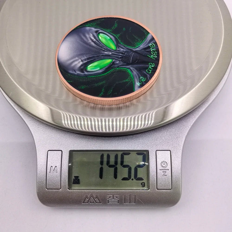 5 OZ .999 Fine Copper Outer Space Extraterrestrial Alien UFO Commemorative Bar & Coin Flying Saucer Sci-Fi Art Collectible Gift - Y Files