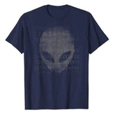 Alien Head Shirt Aliens Symbols Writing UFO T-Shirts Space Buffs Graphic Tee Y2k Top Funny Conspiracy Theorists Outfits Gifts - Y Files