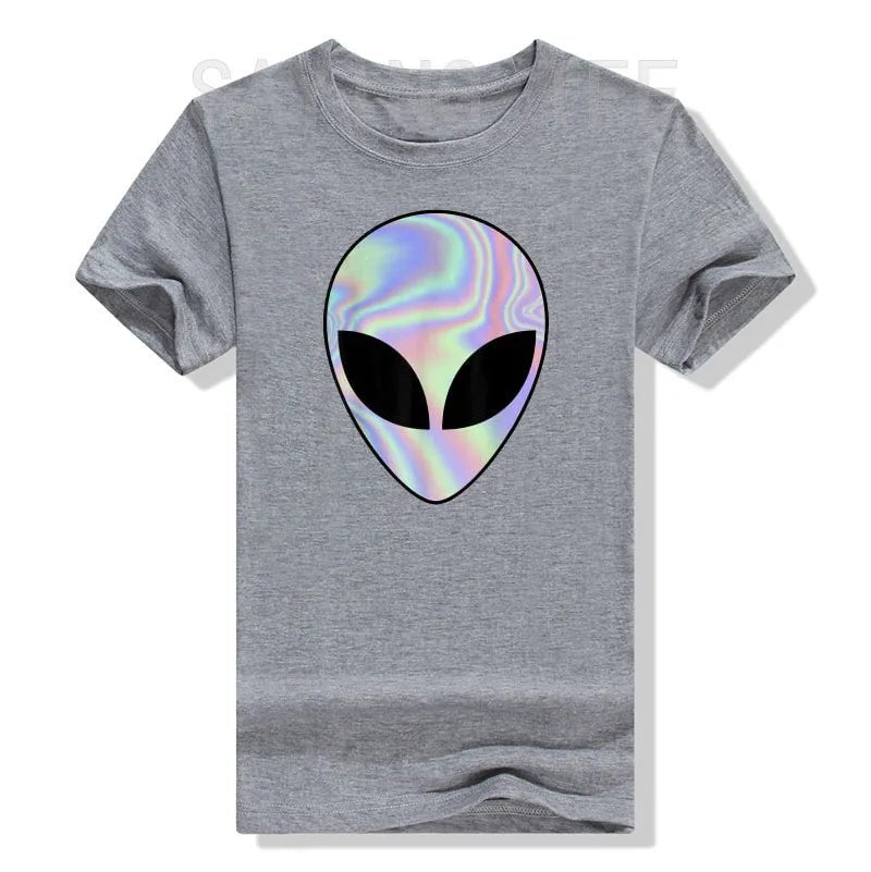 Alien Head T-Shirt Colorful Alien-Ufo Rave Tee Y2k Top I Want To Believe Graphic Outfits Funny Believers In Life on Mars Clothes - Y Files