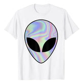 Alien Head T-Shirt Colorful Alien-Ufo Rave Tee Y2k Top I Want To Believe Graphic Outfits Funny Believers In Life on Mars Clothes - Y Files