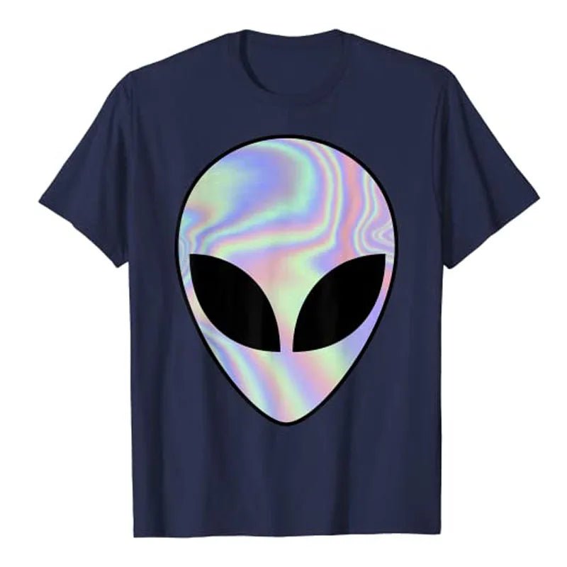 Alien Head T-Shirt Colorful Alien-Ufo Rave Tee Y2k Top I Want To Believe Graphic Outfits Funny Believers In Life on Mars Clothes - Y Files