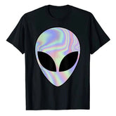 Alien Head T-Shirt Colorful Alien-Ufo Rave Tee Y2k Top I Want To Believe Graphic Outfits Funny Believers In Life on Mars Clothes - Y Files