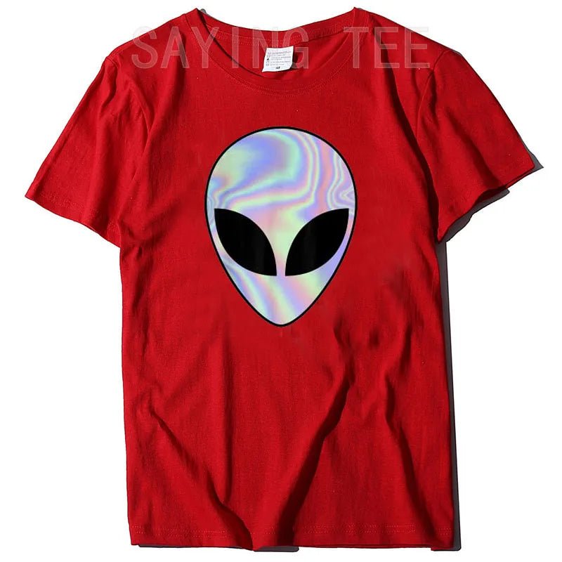Alien Head T-Shirt Colorful Alien-Ufo Rave Tee Y2k Top I Want To Believe Graphic Outfits Funny Believers In Life on Mars Clothes - Y Files