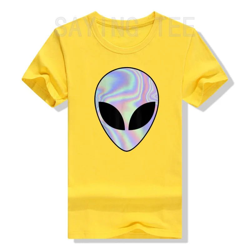 Alien Head T-Shirt Colorful Alien-Ufo Rave Tee Y2k Top I Want To Believe Graphic Outfits Funny Believers In Life on Mars Clothes - Y Files