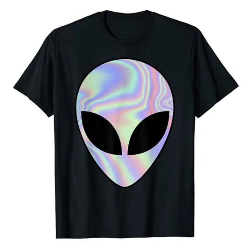 Alien Head T-Shirt Colorful Alien-Ufo Rave Tee Y2k Top I Want To Believe Graphic Outfits Funny Believers In Life on Mars Clothes - Y Files