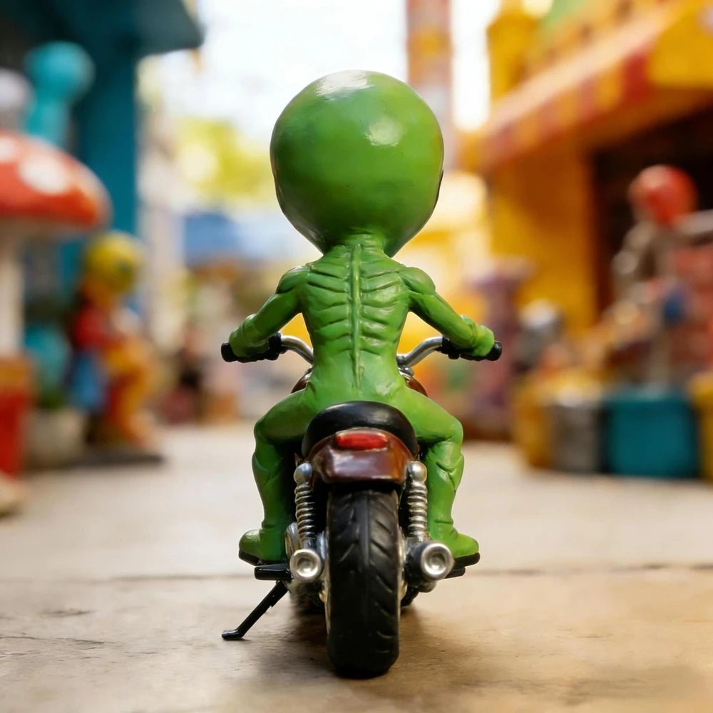 Alien Riding Motorcycle Statue UFO Theme Resin Sculpture Home Living Room Office Desktop Decoration Creative Gifts - Y Files