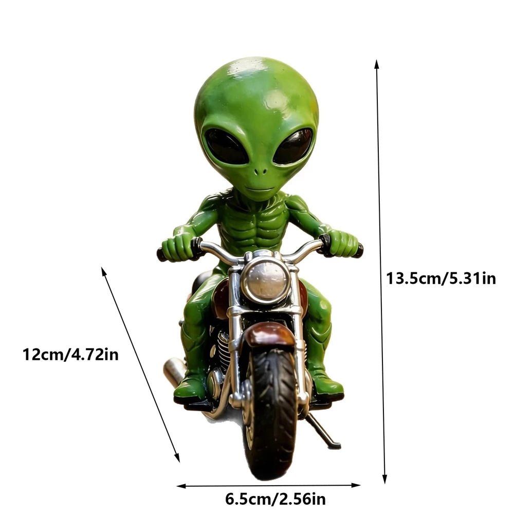 Alien Riding Motorcycle Statue UFO Theme Resin Sculpture Home Living Room Office Desktop Decoration Creative Gifts - Y Files
