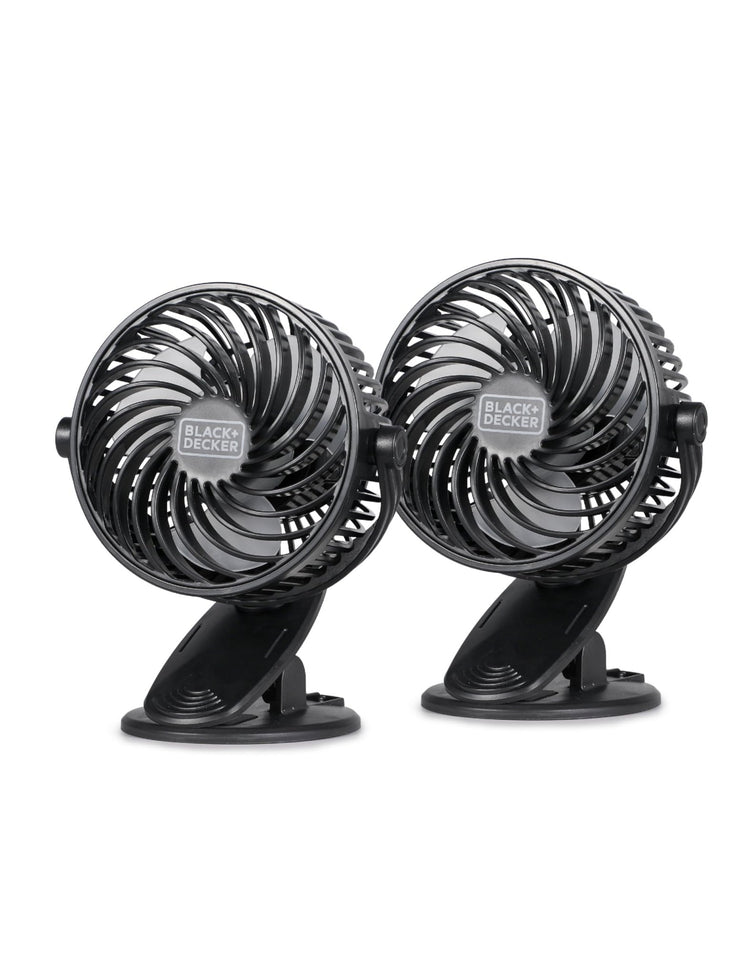 BLACK+DECKER 4" Convertible Cooling Fan Clip Fan and Standing Fan for Home or Office Portable Fan for Tabletop with 3 Speed Settings and Adjustable Tilt Angle Desk Fan 2-Pack Black - Y Files