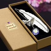Chinese Style Metal Feather Bookmark with Preserved Flowers - Y Files