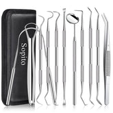 Dental Tools Sopito 11pcs Teeth Cleaning Tools Stainless Steel Dental Scraper Scaler Pick Plaque Remover Set - Y Files