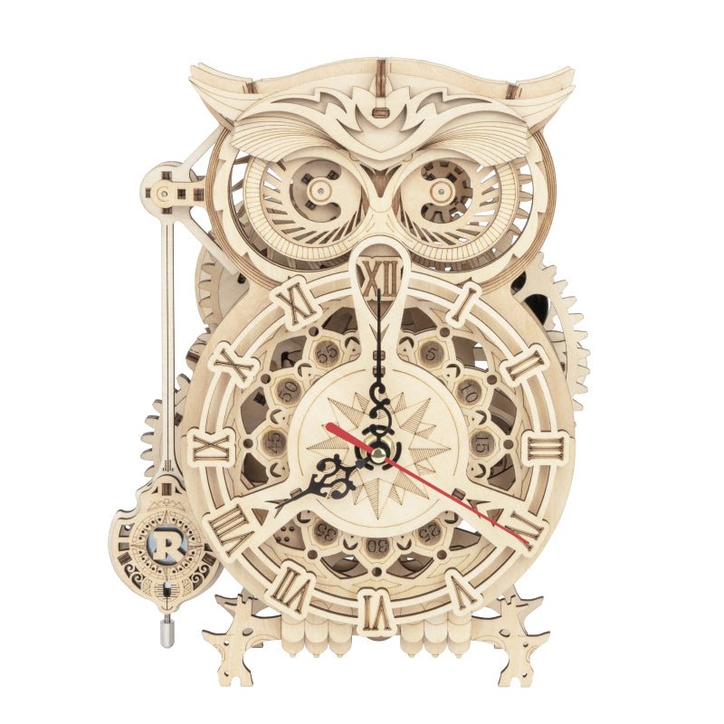 DIY Wooden Mechanical Owl Clock Model for Home Decor - Y Files