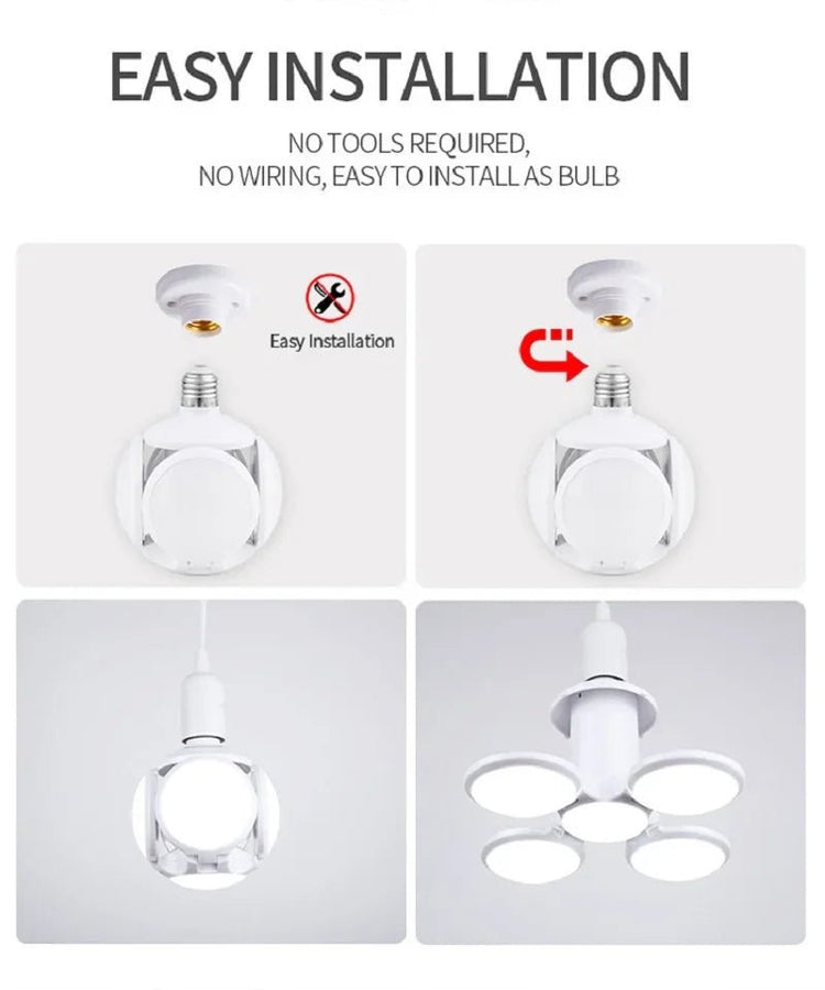 E27 LED Football UFO Bulb Foldable Fan Blade Lamp for Ceiling Light Downlight Bedside Table Reading Light - Y Files
