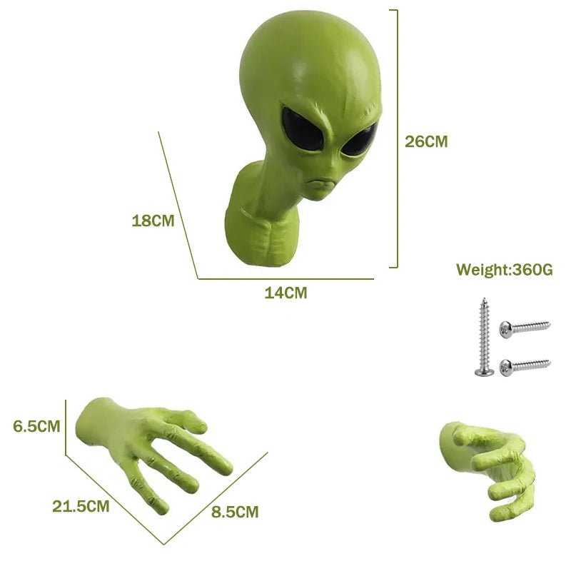 Green Alien UFO Visitor 51 Area Extraterrestrial Organism Monster Creative Study Living Room Wall Hanging Ornament Halloween - Y Files