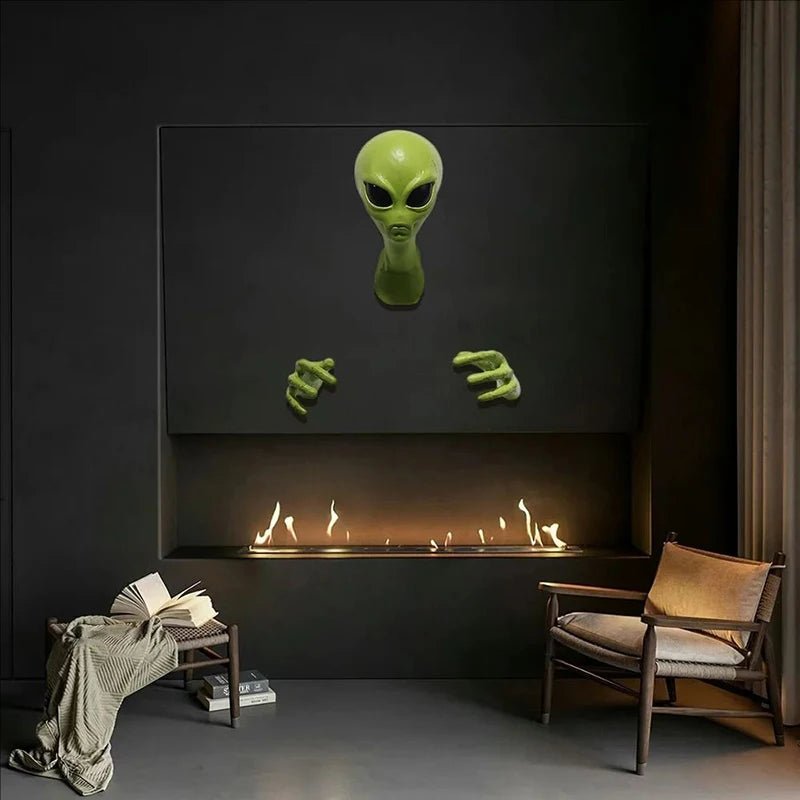 Green Alien UFO Visitor 51 Area Extraterrestrial Organism Monster Creative Study Living Room Wall Hanging Ornament Halloween - Y Files