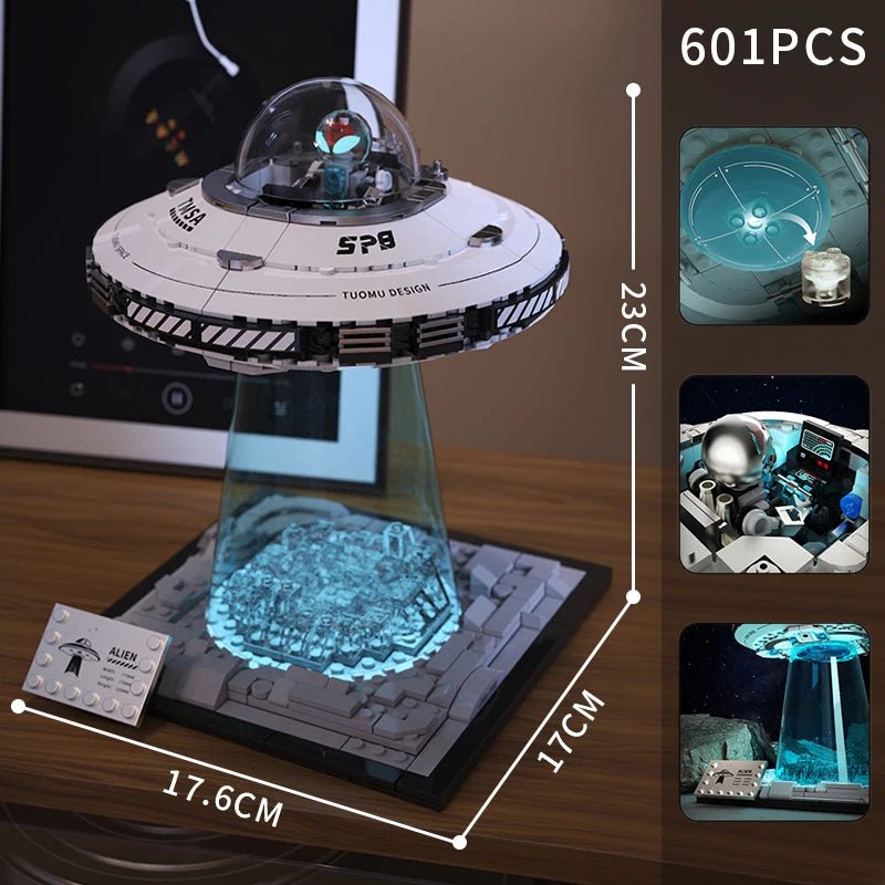 Hot 601pcs MOC Technical Space UFO Spaceship Building Blocks Spacecraft Bricks Model Assembling DIY Toys for Boys Birthday Gift - Y Files