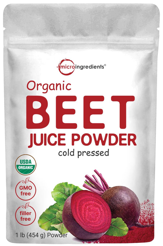 Micro Ingredients Organic Beet Root Powder 1 Pound Cold Pressed and Water Soluble Beet Juice Pre-Workout Concentrated Powder Energy & Immune System Support Non-GMO - Y Files