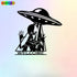 Retro UFO Metal Plate Wall Art, rustproof alien pattern hanging ornament suitable for indoor home and outdoor garden decoration - Y Files