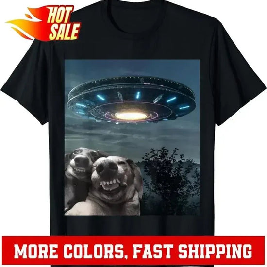 Selfie Dog With Alien UFO Funny Dogs Lover T Shirt - Y Files