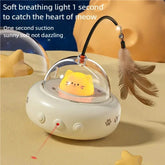 Smart UFO Electric Cat Teaser Stick Automatic Interactive Pet Toy Replaceable Feather Bell Design Daily Cat Training Play Toys - Y Files