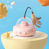 Smart UFO Electric Cat Teaser Stick Automatic Interactive Pet Toy Replaceable Feather Bell Design Daily Cat Training Play Toys - Y Files