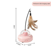 Smart UFO Electric Cat Teaser Stick Automatic Interactive Pet Toy Replaceable Feather Bell Design Daily Cat Training Play Toys - Y Files
