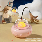 Smart UFO Electric Cat Teaser Stick Automatic Interactive Pet Toy Replaceable Feather Bell Design Daily Cat Training Play Toys - Y Files