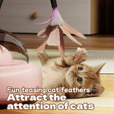 Smart UFO Electric Cat Teaser Stick Automatic Interactive Pet Toy Replaceable Feather Bell Design Daily Cat Training Play Toys - Y Files