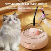 Smart UFO Electric Cat Teaser Stick Automatic Interactive Pet Toy Replaceable Feather Bell Design Daily Cat Training Play Toys - Y Files