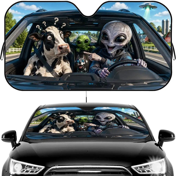 The Tech-Geek Alien Sun Visor Car Windshield Sun Shade UV Protection Heat Insulation Cover Universal Sun Protector - Y Files