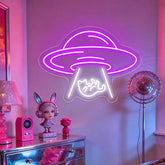 UFO Cat Neon Sign,Alien Cat LED Neon,Cute Cat Wall Decor,Gaming/Space Room Decor,Kawaii Bedroom Neon Sign,Cat Lover Gift - Y Files