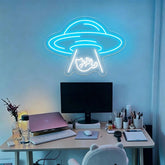 UFO Cat Neon Sign,Alien Cat LED Neon,Cute Cat Wall Decor,Gaming/Space Room Decor,Kawaii Bedroom Neon Sign,Cat Lover Gift - Y Files