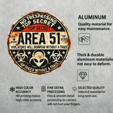 Vintage Area 51 Metal Wall Sign - Alien UFO & Danger Symbols, Rustic Design with Weathered Look, Perfect for Home, Office, or Re - Y Files